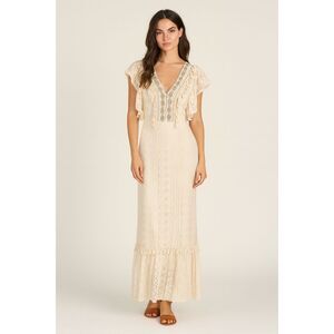 Vanessa Alexandra Ivory Lace Maxi Dress with Lining Size M NWT – Made in Italy